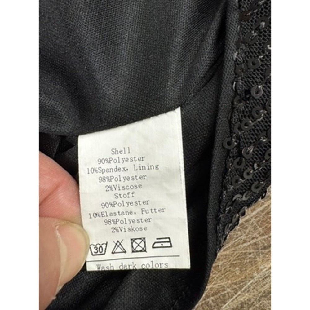 "JASAMBAC" Black Sequins Dress,Asymmetrical Hem, Sleeveless, Scoop Neck,Goth, - Picture 13 of 15